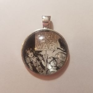 Make Love Not War Upcycled Comic Book Pendant